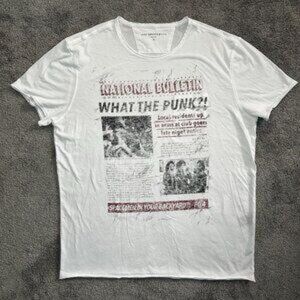 John Varvatos Star USA T-Shirt Mens XL Optic White What The Punk Paper Graphic